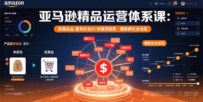 亚马逊精品运营体系课：数据选品/差异化设计/关键词矩阵，爆款孵化全流程-白蛇网赚