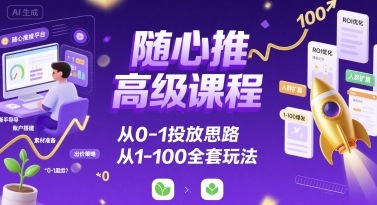 随心推高级课程，从0-1投放思路，也有从1-100的全套玩法-白蛇网赚