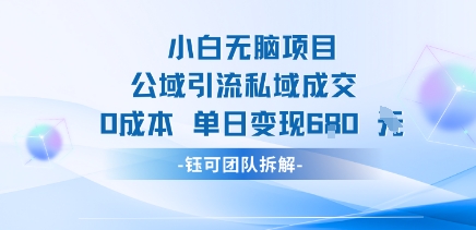 小白无脑项目公域引流私域成交0成本单日变现680米-白蛇网赚