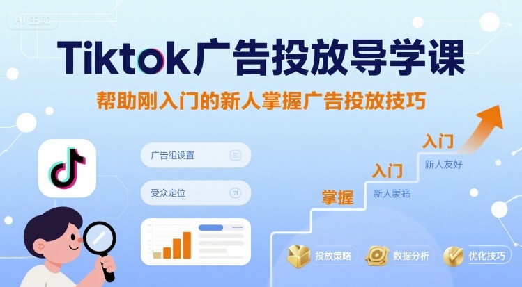 Tiktok广告投放导学课，帮助刚入门的新人掌握广告投放技巧-白蛇网赚