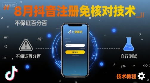 8月抖音注册免核对技术，不保证百分百，自测-白蛇网赚