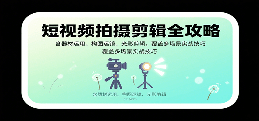 短视频拍摄剪辑全攻略：含器材运用、构图运镜、光影剪辑，覆盖多场景实战技巧-白蛇网赚