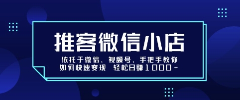 推客微信小店依托于微信、视频号，手把手教你如何快速变现 轻松日入1k+【揭秘】-白蛇网赚