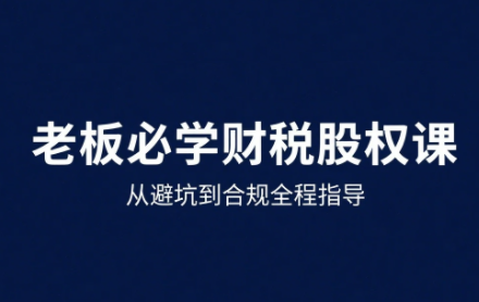 唐老师·25年企业财税与股权实战课-白蛇网赚