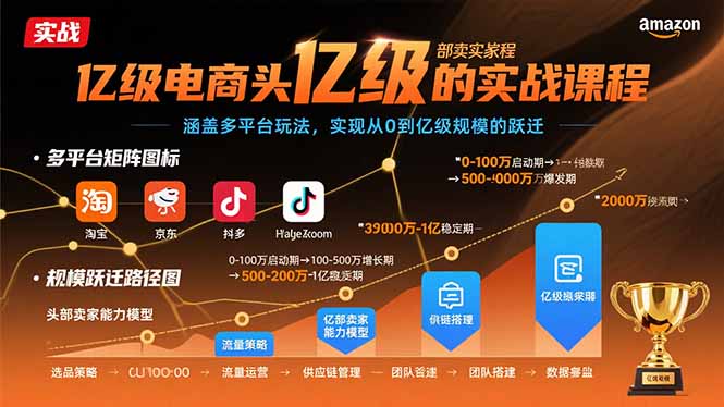 亿级电商头部卖家的实战课程：涵盖多平台玩法，实现从0到亿级规模的跃迁-白蛇网赚