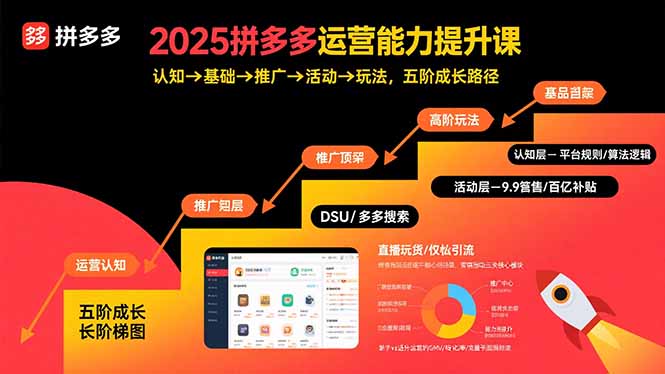 2025拼多多运营能力提升课：认知→基础→推广→活动→玩法，五阶成长路径-白蛇网赚
