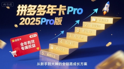 拼多多年卡2025Pro版，五大板块从认知到基础、从推广到活动、从活动到玩法-白蛇网赚