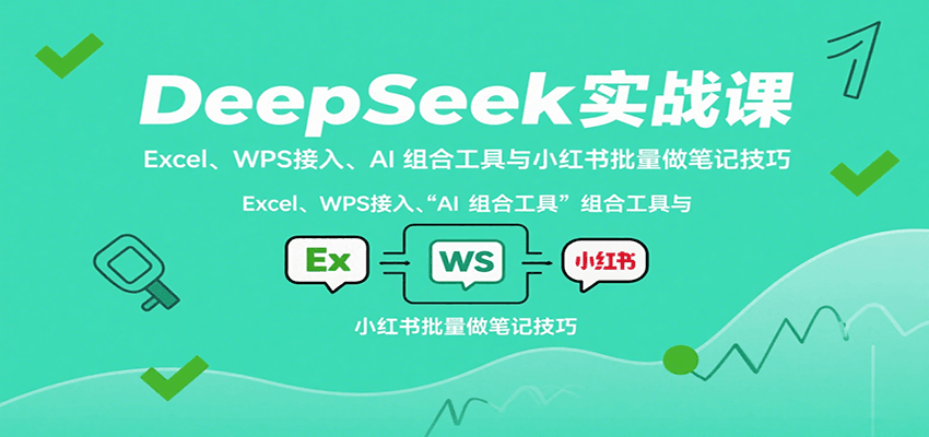 DeepSeek实战课：Excel、WPS接入、AI 组合工具与小红书批量做笔记技巧-白蛇网赚