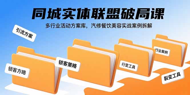 同城实体联盟破局课，多行业活动方案库，汽修餐饮美容实战案例拆解-白蛇网赚