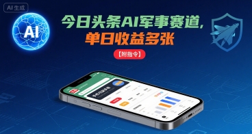 今日头条AI军事赛道，单日收益多张 ，手机可做【附指令】-白蛇网赚
