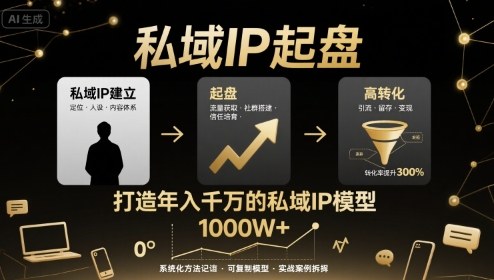 私域IP起盘，私域ip建立、起盘、高转化，打造年入千万的私域ip模型-白蛇网赚