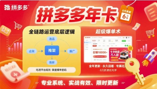 拼多多年卡【8月更新6节】拼多多全链路运营底层逻辑，超级爆单术-白蛇网赚