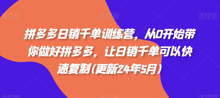 拼多多日销千单训练营，从0开始带你做好拼多多，让日销千单可以快速复制(更新25年8月)-白蛇网赚