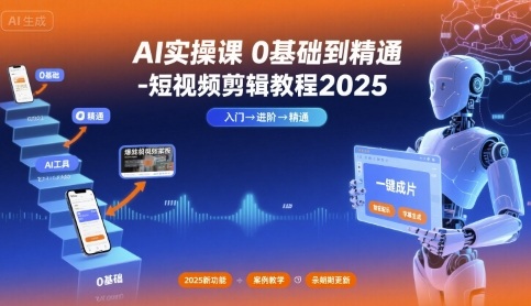 AI实操课0基础到精通-短视频剪辑教程2025-白蛇网赚