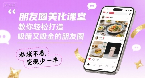 朋友圈美化课堂，教你轻松打造，吸睛又吸金的朋友圈，私域不看，变现少一半-白蛇网赚