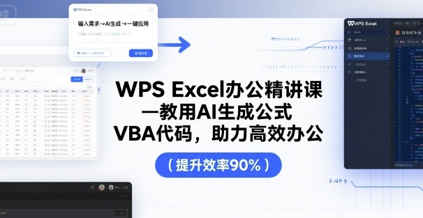 WPS Excel办公精讲课，教用 AI 生成公式，VBA 代码，助力高效办公-白蛇网赚