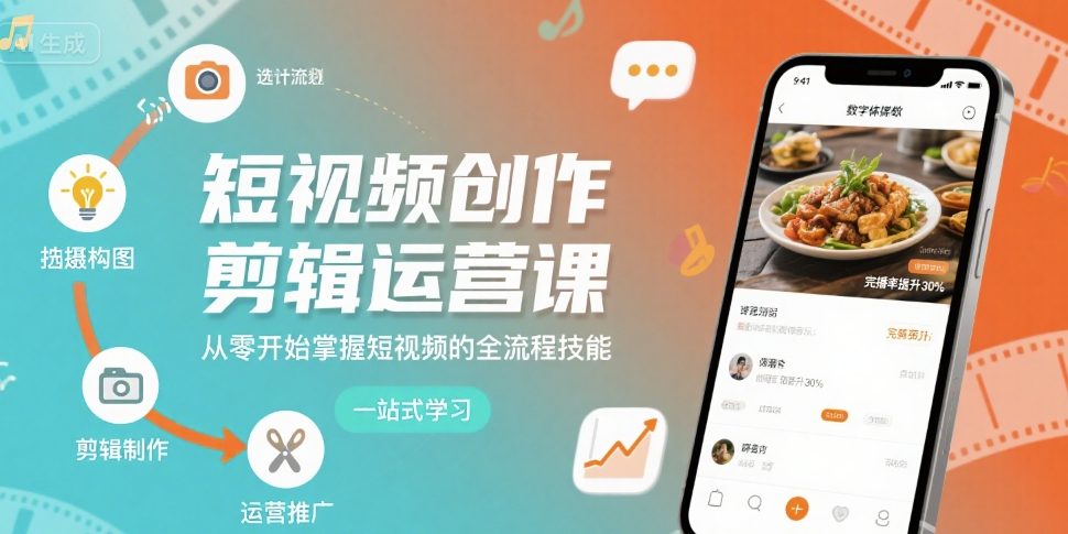 短视频创作剪辑运营课，从零开始掌握短视频的全流程技能-白蛇网赚