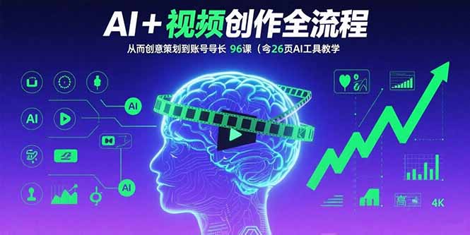AI+短视频创作全流程：从创意策划到账号增长，96节课(含26项AI工具教学-白蛇网赚