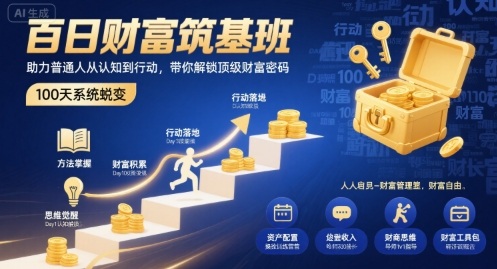 百日财富筑基班，助力普通人从认知到行动，带你解锁顶级财富密码-白蛇网赚