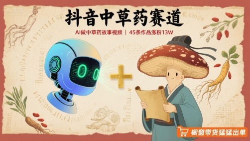 抖音中草药赛道，用AI做中草药故事视频，45条作品涨粉13W，橱窗带货猛猛出单-白蛇网赚