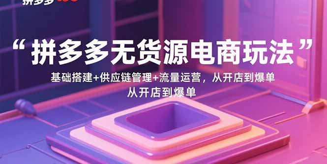 拼多多无货源电商玩法：基础搭建+供应链管理+流量运营，从开店到爆单-白蛇网赚