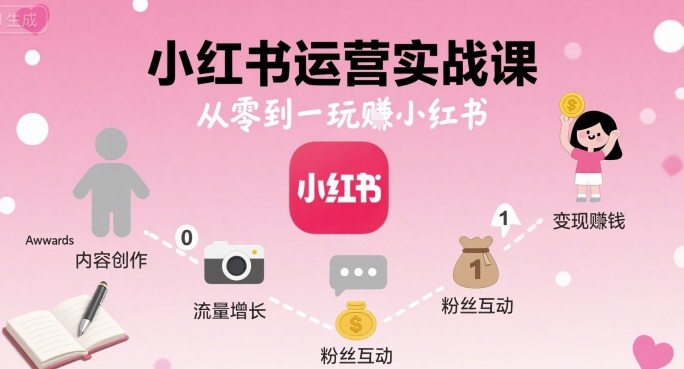 小红书运营实战课，从零到一玩賺小红书-白蛇网赚