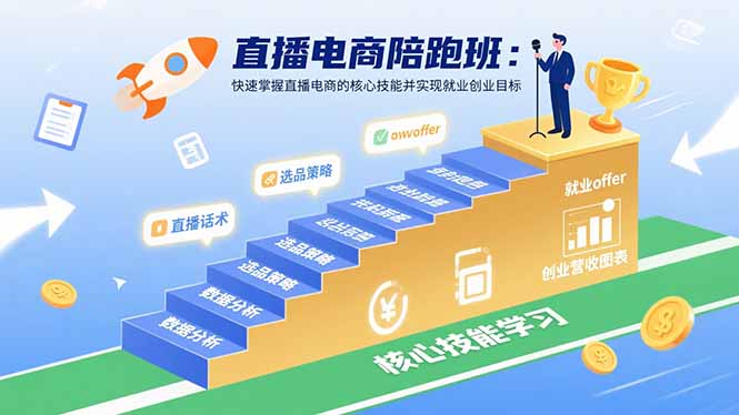 直播电商陪跑班：快速掌握直播电商的核心技能并实现就业/创业目标-白蛇网赚