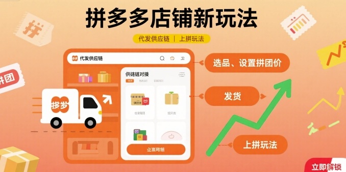 拼多多店铺新玩法，代发供应链上拼玩法-白蛇网赚