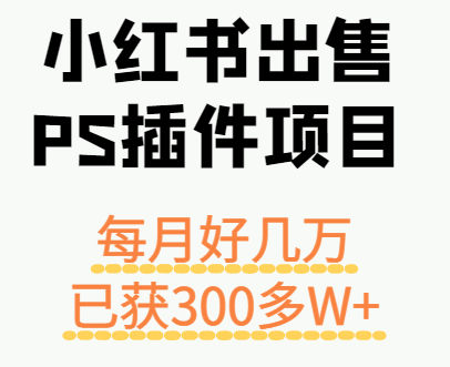 小红书出售PS插件项目，每月都收入好几万，长期操作已获利300多W+-白蛇网赚