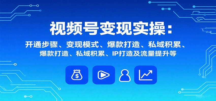 视频号变现实操，含开通步骤、变现模式、爆款打造、私域积累、IP打造及流量提升等-白蛇网赚