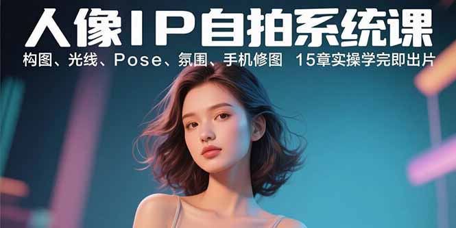 人像IP自拍系统课：构图、光线、Pose、氛围、手机修图 15章实操学完即出片-白蛇网赚