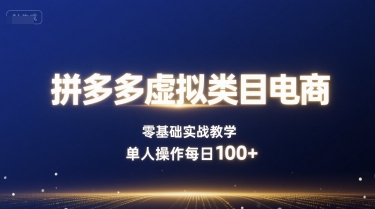 拼多多虚拟类目电商，零基础实战教学，单人操作每日100+-白蛇网赚