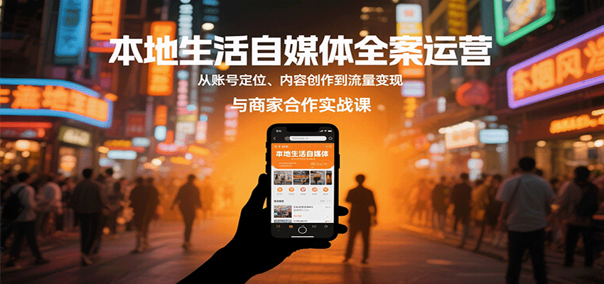 本地生活自媒体全案运营，从账号定位、内容创作到流量变现与商家合作实战课-白蛇网赚