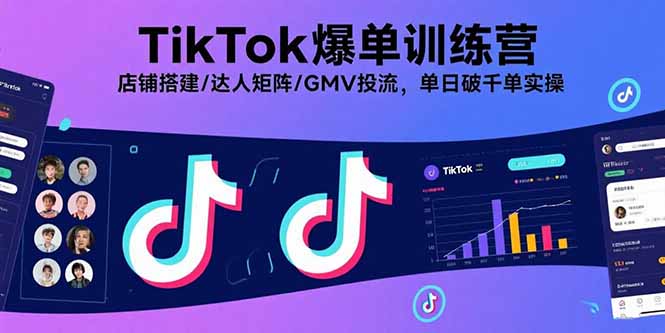 TikTok爆单训练营，店铺搭建/达人矩阵/GMV投流，单日破千单实操-白蛇网赚
