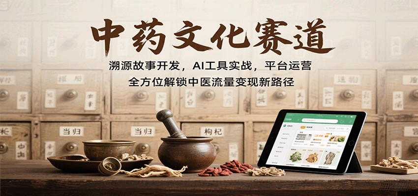 中药文化赛道：溯源故事开发，AI工具实战，平台运营，全方位解锁中医流量变现新路径-白蛇网赚