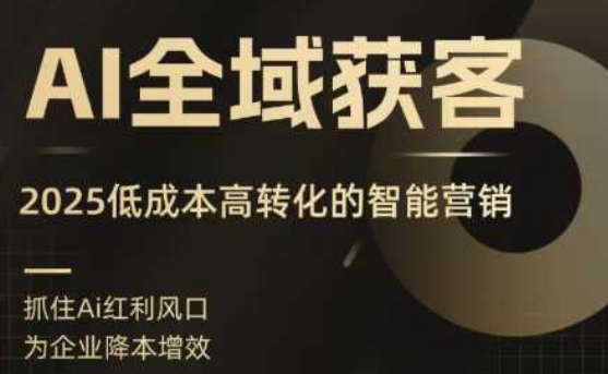 AI全域获客实训营，2025低成本高转化的智能营销，精准找客，高效营销-白蛇网赚