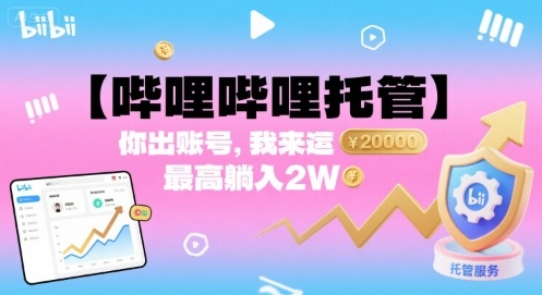 【哔哩哔哩托管】你出账号，我来运营，最高躺入2W【揭秘】-白蛇网赚