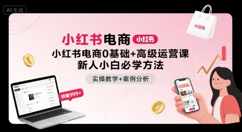 小红书电商0基础+高级运营课，新人小白必学方法，实操教学+案例分析-白蛇网赚