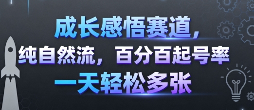 成长感悟赛道，纯自然流，百分百起号率 一天轻松多张-白蛇网赚