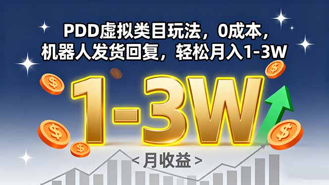 PDD虚拟类目玩法，0成本，机器人发货回复，轻松月入1-3W-白蛇网赚