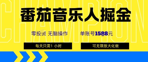 番茄音乐人掘金，单账号最高可撸1k+，可无限矩阵去做，零投入-白蛇网赚