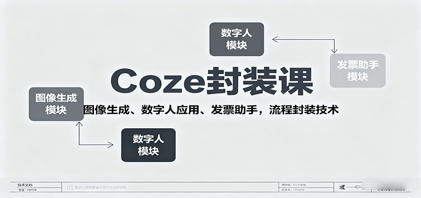 Coze封装课，图像生成、数字人应用、发票助手，流程封装技术-白蛇网赚