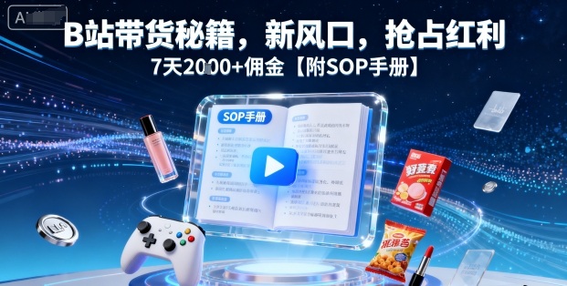 B站带货秘籍，新风口，抢占红利，7天2k+佣金【附SOP手册】-白蛇网赚