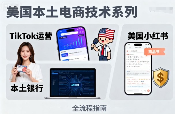 美国本土电商技术，Tiktok 运营篇+美国小红书篇+本土银行篇-白蛇网赚
