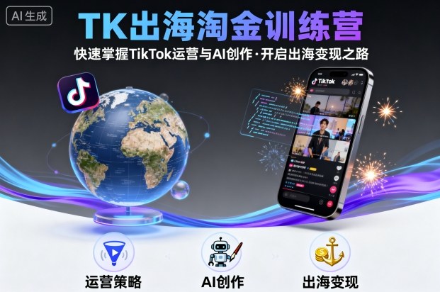 TK出海淘金训练营，助你快速掌握TikTok运营与AI创作，开启出海变现之路-白蛇网赚