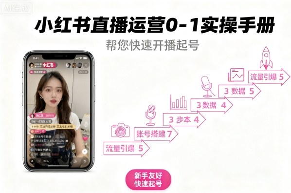小红书直播运营0-1实操手册，帮您快速开播起号-白蛇网赚