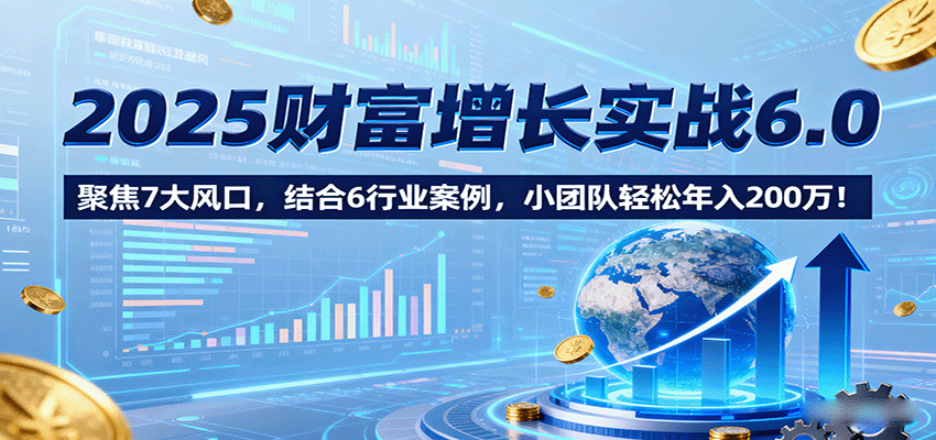 2025财富增长实战6.0，聚焦7大风口，结合6行业案例，小团队轻松年入200万！-白蛇网赚