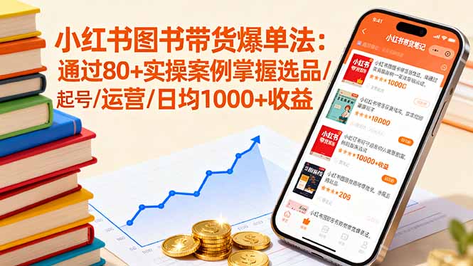 小红书图书带货爆单法：通过80+实操案例掌握选品/起号/运营/日均1000+收益-白蛇网赚