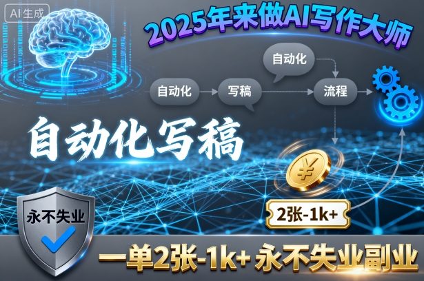 2025年来做AI写作大师，自动化写稿，一单2张-1k+，永不失业副业-白蛇网赚
