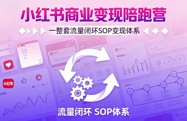 小红书商业变现陪跑营，轻IP矩阵 私域获客 聚光投流，一整套流量闭环SOP变现体系-白蛇网赚